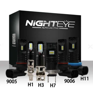 NIGHTEYE Pair 160W H1 H3 H11 LED Fog Light Bulbs Kit DRL Lamp 1600LM 6000K White - Picture 1 of 14