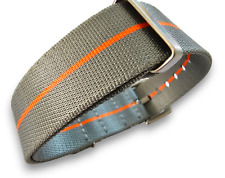 Premium Quality NATO G10 Watch Strap Band Silver Grey Orange Stripe 20mm 22mm