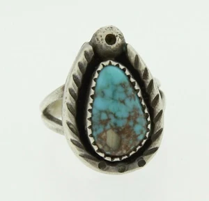 Fred Harvey era NAVAJO STERLING SILVER & TURQUOISE RING SZ 5 - Picture 1 of 3