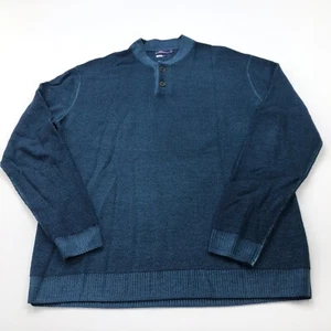 Johnnie-O Henley Button Medium Mens Pullover Sweater Blue Two Tone Ribbed - Picture 1 of 10