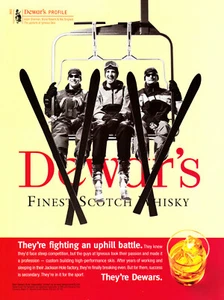 DEWAR'S WHISKY AD #16 RARE 1999 "THEY'RE FIGHTING AN UPHILL BATTLE" - Picture 1 of 2