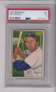 1952 Bowman #80 Gil Hodges mit PSA 3 Klasse - Brooklyn Dodgers - Bild 1 von 1