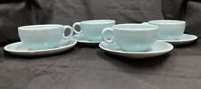 Vtg. Casual China Pastel Blue "Iroquois" cup & saucer, Russel Wright, set of 4