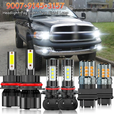 For Dodge Ram 1500 2500 3500 2003-2005 LED Headlight Fog Light Turn Signal Lamps - Image 1 of 4