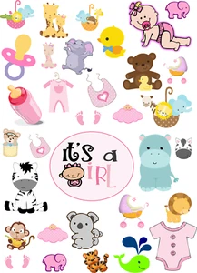 BABY SHOWER STICKERS VINYL DECORATIONS - Picture 1 of 6