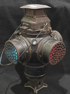 Lampada Segnale Ferroviaria Adlake Non Sudata -con Scudi Pettine Miele Extra Rara - Foto 1 di 14