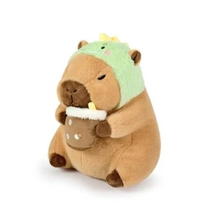  Cute Capybara Plush Pillow Dinosaur Drinking Milk Tea Stuffed Animal Capibara  - Picture 1 of 7