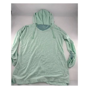 Columbia Shirt Womens Extra Large Green Blue Lightweight Hoodie Pullover Comfort - Picture 1 of 9