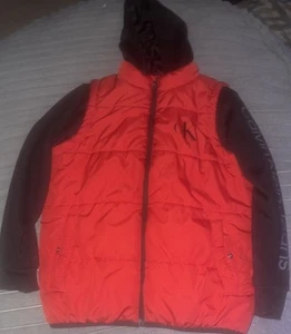 Calvin Klein Youth Hybrid Jacket Boys Red/Black L 14/16 Puffer Long Sleeves - Picture 1 of 4