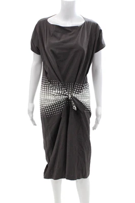 Vestido Dries Van Noten Mujer Seda Negro Cambio Geométrico Corbata Cintura Talla 40 Foto 1 de 4