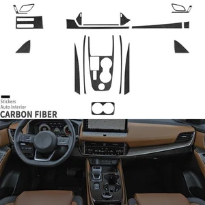Kits completos de molduras interiores de fibra de carbono real de 19 piezas para Nissan Rogue X-Trail 2021-25 - Imagen 1 de 22