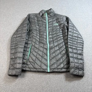 North Face ThermoBall Jacket Womens Small Gray Teal Lightweight Packable Puffer - Picture 1 of 10