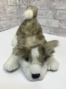 Folkmanis Wolf Hand Puppet Husky Blue Eyes Full body Realistic Brown White Rare - Picture 1 of 10