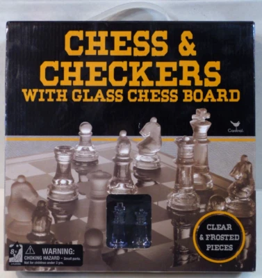 V intage Crystal Chess and Checkers Set, in box with glass chess board - Image 1 of 4