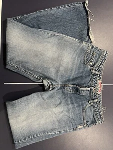 Jeans Plateados 33 x 34 Puntada Gruesa Envejecida Med Lavado Pierna Rayada 100% Algodón - Imagen 1 de 10