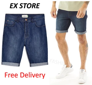 Mens Boys Denim Shorts Jeans Designer Regular Fit Casual Ex Store NEW - Picture 1 of 13