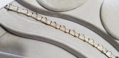 Ross Simons 18k желтое золото/серебро бриллиант акцент теннисный браслет  - Изображение 1 из 4