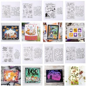 Halloween Fall Harvest Metal Cutting Dies And Clear Stamps Set Diy Scrapbooking - Picture 1 of 22
