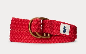Polo Ralph Lauren MEN Leather-Trim Cotton Belt AC 476 - Picture 1 of 5