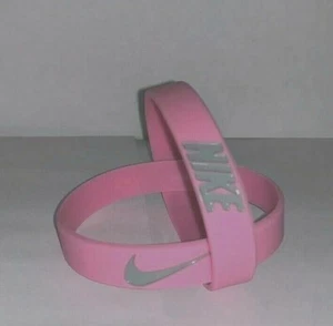 Nike Baller Band Silicone Rubber Bracelet Pink Silver AF1 Dunks SB Blossom Pink - Picture 1 of 4