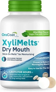 OraCoat XyliMelts Dry Mouth Relief Moisturizing Oral Adhering Discs, Mild Mint - Picture 1 of 9