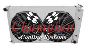 2 filas CR Champion Radiator 17""x28", 2 ventiladores de 14"", Sábana Santa para 1968 - 1977 Chevelle - Imagen 1 de 6