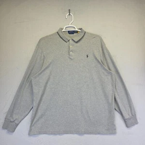 Polo Ralph Lauren Polo Shirt Mens 2XL Gray Long Sleeve Classic Fit Golf Sports - Picture 1 of 13