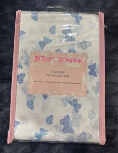 Betsey Johnson Standard Pair Of 2 Satin Pillowcases Butterfly Blue - Picture 1 of 4