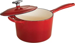 Enameled Cast Iron Sauce Pan with Lid, 2.5-Quart, Red - Picture 1 of 9