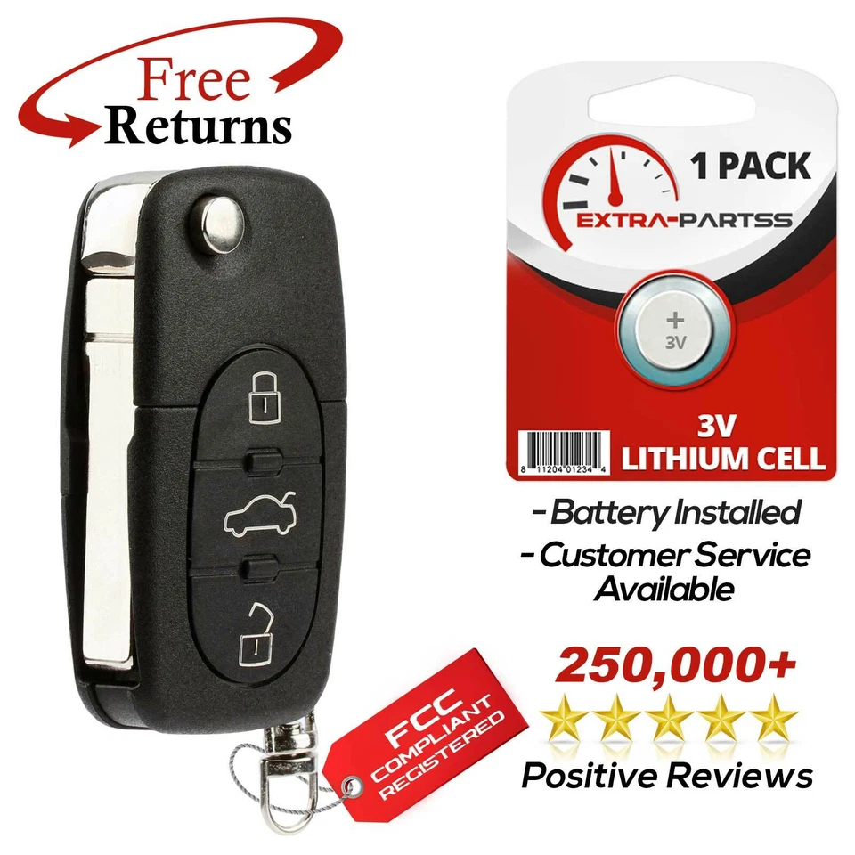 For 1997 1998 1999 2000 2001 2002 2003 2004 2005 Audi A6 Flip Remote Key Fob Foto 1 de 4