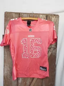 Browns NFL Spieler Reebok Team Bekleidung Damen Medium Pink Krippen # 16 Shirt - Bild 1 von 5