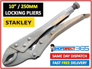 STANLEY LOCKING ADJUSTABLE VICE PLIERS CURVED JAW MOLE GRIPS PLIER 10" 250mm UK - Picture 1 of 3