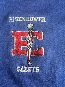 Vintage 70s Cheerleader Cadets Shirt L Large Single Stitch Eisenhower Blue - Picture 1 of 11
