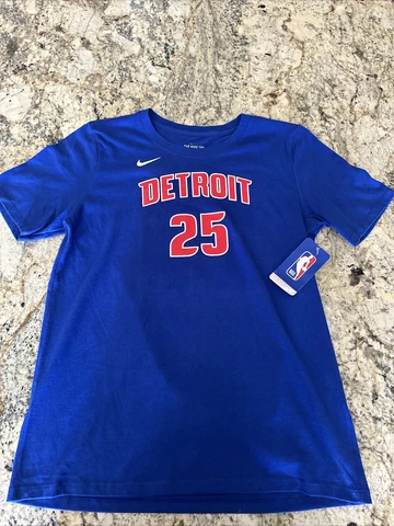 Women’s Detroit Pistons Derrick Rose Name & Number Nike Shirt Blue Size Large Cover
