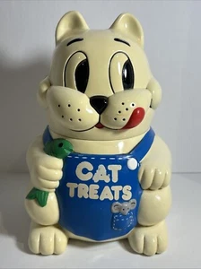 Vintage 1992 Plastic Meowing Kitty Cat Treat Canister Cookie Jar - WORKS - Picture 1 of 5
