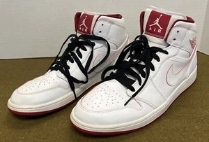 Nike Air Jordan 1 Mid Retro White Red 554724-103 Men's Sz 13 Very Clean - Picture 1 of 10