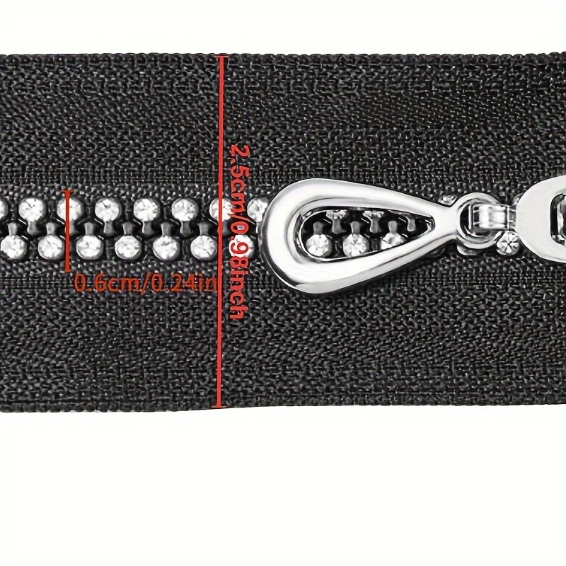 Reißverschluss Mit Strasssteinen – 40 Cm, Kristallharz, Für Taschen- Und Mantelreparaturen