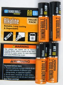 AA Alkaline Batteries Value 4-Pack Thunderbolt Magnum Fresh New Bulk Repack - Picture 1 of 3
