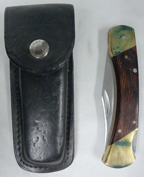 复古 Schrade 美国 LB7 Uncle Henry 锁扣折叠口袋刀带鞘! — 第 1/4 张图片