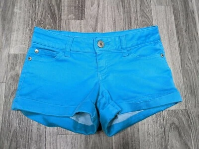 Celebrity Pink Womens Size 00 Pockets Bright Blue Cuffed Stretchy Shorts - Image 1 of 4