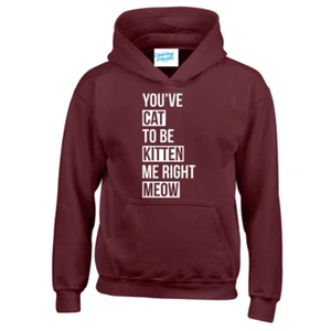 You've Cat To Be Kitten Me Right Meow Typography Unisex Printed Hooded - Picture 1 of 16