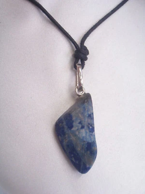 Ciondolo in ARGENTO 925 con SODALITE naturale - pendente Pietra Dura e girocollo - Immagine 1 di 4