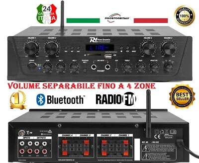 AMPLIFICATORE AUDIO FILODIFFUSIONE 400 WATT REGOLAZIONI VOLUME 4 ZONE SEPARATE - Immagine 1 di 4