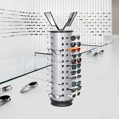 Rotating Sunglasses Display Rack 44 Pieces + Mirror Spinning Stand Glass Holder - Image 1 of 4