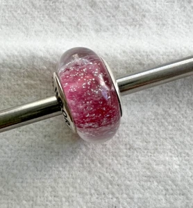 Authentic Pandora Disney Annas Signature Murano Pink Glass Bead Retired - Picture 1 of 10