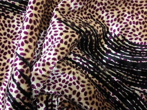 Vestido/Tela artesanal de terciopelo Spandex de alta calidad dorado/estampado púrpura *NUEVO* - Imagen 1 de 8