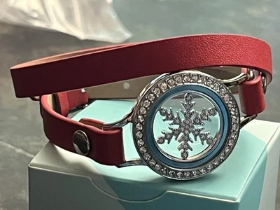 Origami Owl 7.25” Red Leather Double Wrap Locket Bracelet - Image 1 of 4