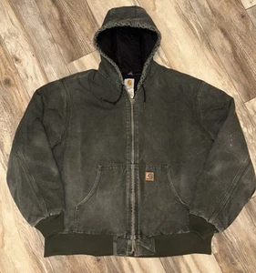 Carhartt Duck Canvas Hooded Jacket J130 MOS Men's XL Moss Green - Picture 1 of 24