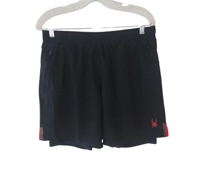 Pantalones Cortos Spyder Active Spyder ProWB Negros Forrados Bolsillos con Cremallera Para Hombres Medianos  Foto 1 de 4