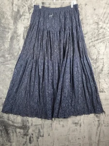 Vintage Carole Little Blue Floral Sheer Pleated Skirt - Size Large - Picture 1 of 6